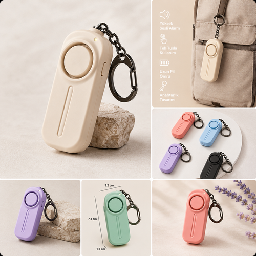 KIGU kişisel güvenlik alarmı - ürün özellikleri ve 3,2 x 7,1 x 1,7 cm ölçüleri